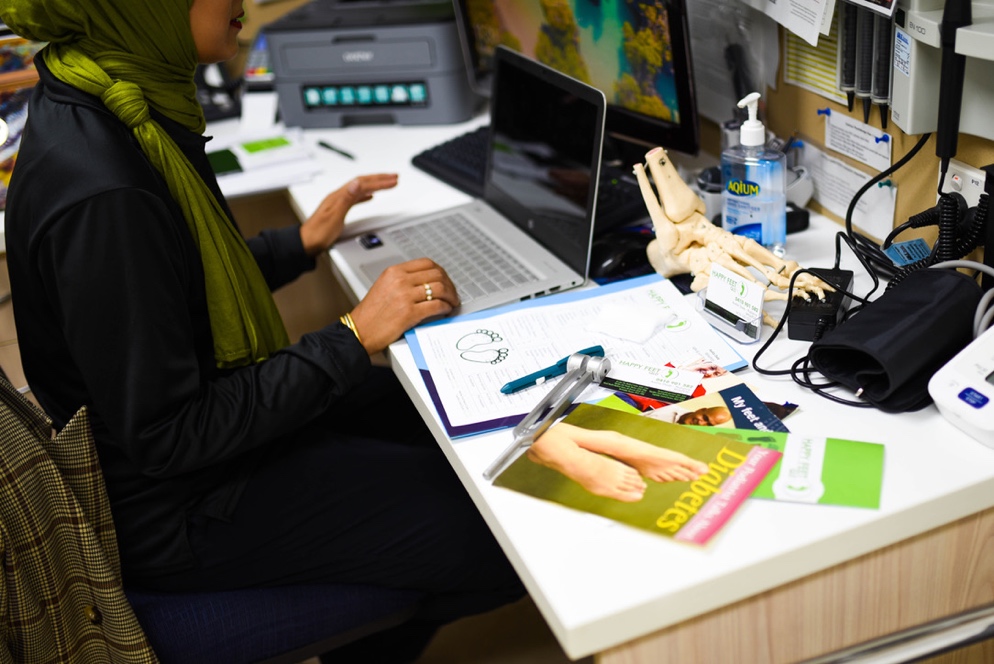 What is involved in a diabetic foot assessment?